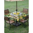 thumbnail image 4 of Outdoor Tablecloth with Umbrella Hole for Patio/Picnic/Party/Camping, Lemon Floral Summer Waterproof Table Cloth Square Cover Washable, Yellow Plaid Leaves Flower (60"x 60"), 4 of 8
