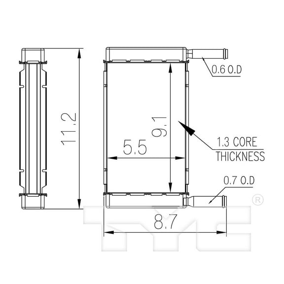 TYC 96120 HVAC Heater Core Fits 2012 Volkswagen Touareg