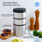 (2 pack) Mainstays Stacking Food Jar Insulated Food Storage Container, Stainless Steel, Round, 41 oz, Ideal Use for Workday Meals and Travel to Keep Meals Hot and Cold