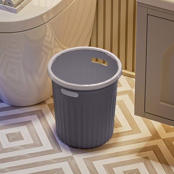 Household Garbage Bag With Pressure Ring Garbage Bin High Aesthetics Value Kitchen Toilet Large Garbage Bin Gray And White Color Blocked With Handle