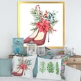 thumbnail image 3 of Designart 'Red Suede Heeled Shoes With Christmas Red Floral Decor' Traditional Framed Art Print, 3 of 4