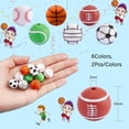 thumbnail image 2 of 12Pcs 6 Style Basketball/Soccer/Tennis/Baseball/Rugby/Volleyball Silicone Beads DIY Nursing Necklaces and Bracelets Making Chewing Pendants For Teethers Mixed Color 15mm Hole: 2mm, 2 of 5