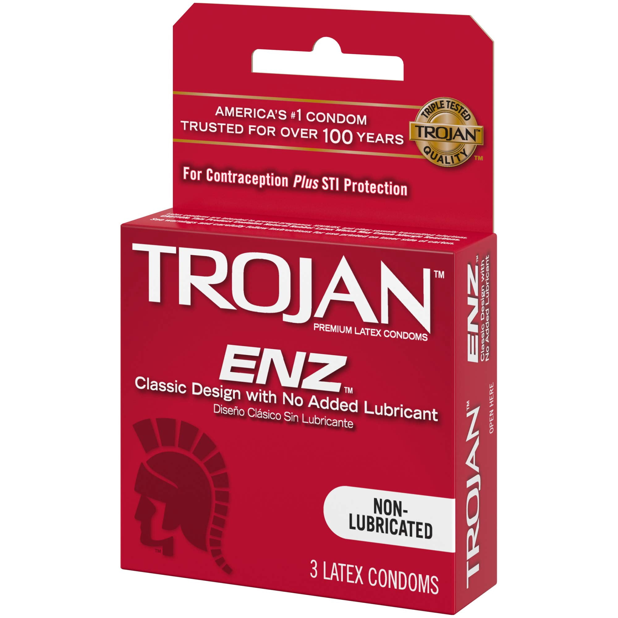 Trojan ENZ 3 Count Premium Non-Lubricated Condoms for Contraception and STI  Protection - Walmart.com