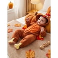 thumbnail image 6 of RUINIXCW Toddler Baby Girl Boy Thanksgiving Turkey Costume Kids Halloween Costume Infant Baby Boy Girl Fall Winter Clothes Warm Fleece Romper Long Sleeve Hooded Zip Up Jumpsuit, 6 of 10