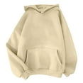 thumbnail image 2 of Elvqul Oversized Hoodies for Women Pullover Solid Womens Sweatshirts with Pockets Fall Beige Long Sleeve Blouses Comfy Tops, 2 of 4