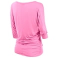 thumbnail image 2 of Thanth Womens Dolman Sleeves Boat Neck Solid Shirring Drape Basic Tunic Top, 2 of 4