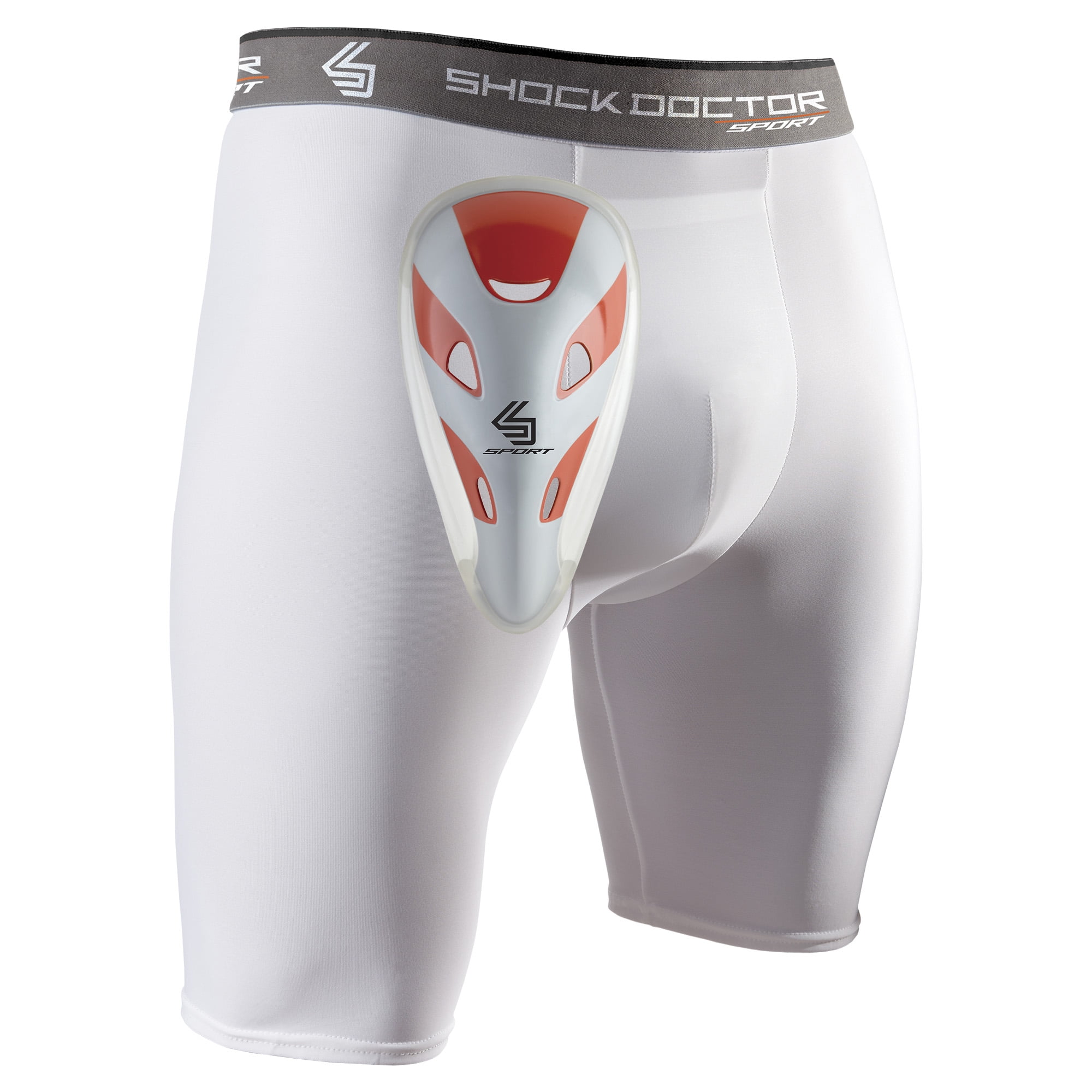 Shock Doctor Sport Compression Athletic Short with Protective Cup, White,  Size - Men's Adult Medium