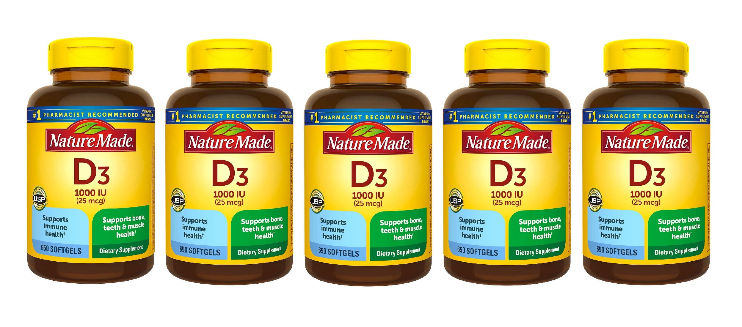 Nature Made Vitamin D3 25 mcg., 650 Softgels 5PK