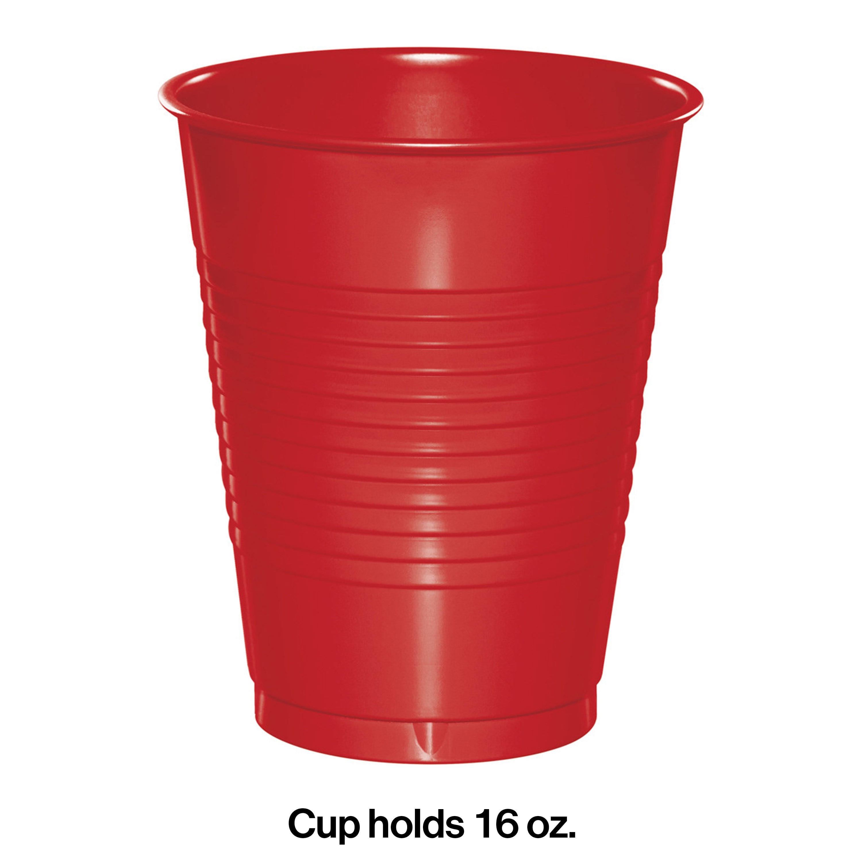 Classic Red 16 oz Plastic Cups 60 Count for 60 Guests 