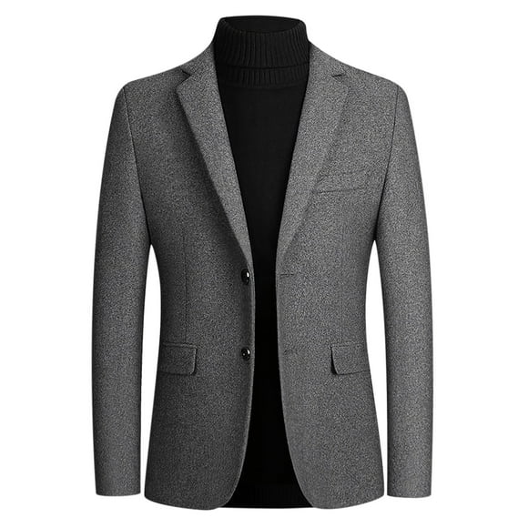 Lolmot Mens Casual Single-breasted Fashion Suit Business Casual Suit Wool Coat