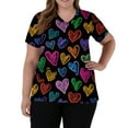 thumbnail image 5 of Resicozy Valentine's Day Scrubs Tops for Women V Neck Short Sleeve Cute Printed Shirts Comfy Nurse Uniform with Pockets 2026 Earthy Yellow 3XL, 5 of 5