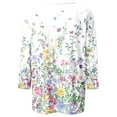 thumbnail image 4 of BiZtdJrK Womens Summer Boho Tops Floral 3/4 Sleeve V Neck Dressy Casual T Shirts Loose Fit Fashion Tunic Top White XXXL, 4 of 6