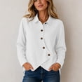 thumbnail image 4 of Tqcoqu Women's Waffle Knit Button Down Shirt,Point Collar Long Sleeve Asymmetric Irregular Hem Loose Casual Blouse Tops,2026 Fall Winter Trendy Clothes,White Women's S-XXL, 4 of 5