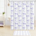 thumbnail image 3 of 4Pcs Cute Purple Bow Shower Curtain Sets with Rug, Toilet Lid Cover and Bath Mat, Aesthetic Bowknot Shower Curtains for Purple Bathroom Decor, Modern Minimalist White Waterproof Bathroom Set, 3 of 7