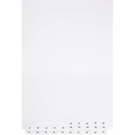 Exhibitindexes® Bottom Numbered Dividers Tabs Letter Size Set of 26-50
