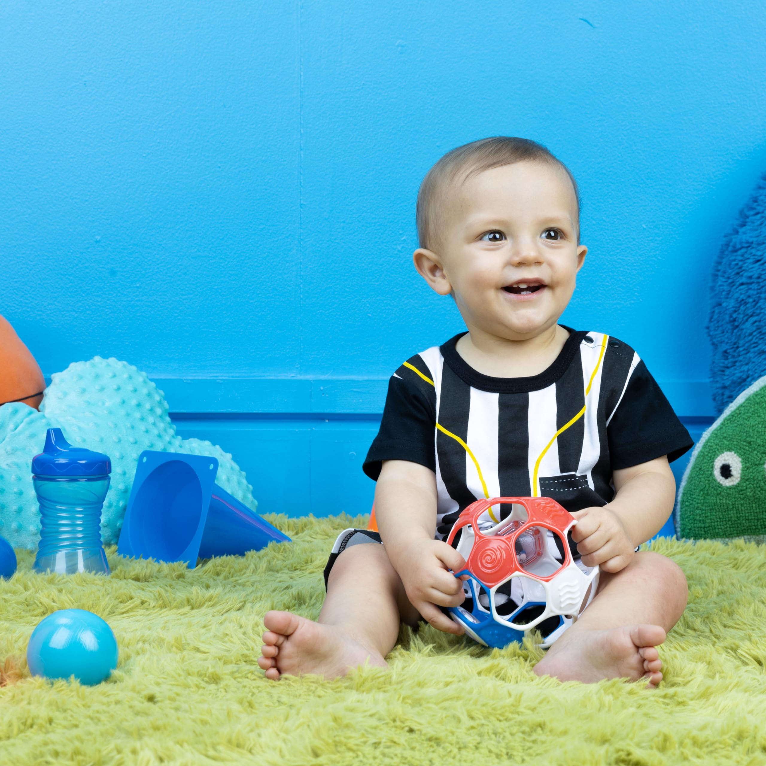Bright Starts Grippin’ Goals Rattle Ball – Red, White & Blue