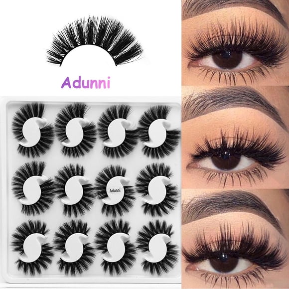 Fiudx Pestañas Postizas Naturales, 12 Pares de Pestañas Negras Gruesas, Cómodas para Cualquier Ocasión, Maquillaje de Ojos Espectacular, Uso Diario En Fiestas, Esenciales de Belleza Femenina, Guía de