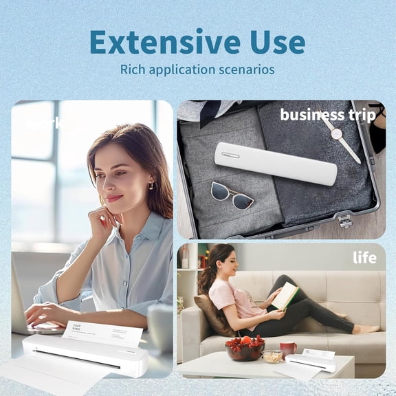 C80 Wireless Inkless Portable Thermal Printer for Travel, A4 Support, Compatible with Phone & Laptop