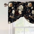 thumbnail image 5 of Tie Up Valances for Windows, Vintage Black Floral Adjustable Valance Curtains Window Treatment for Living Room, Spring Seasonal Botanical Blooms Rod Pocket Kitchen Curtains & Drapes 42x12 Inch, 5 of 9