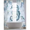 thumbnail image 5 of Sheer Curtains 84 inches Long 2 Panels Set Summer Ocean Light Filtering Sheer Drapes Rod Pocket Window Curtains for Living Room/Bedroom, Coastal Seahorse Coral Pattern Turquoise, 5 of 8