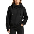 thumbnail image 5 of CAIVO Long Sleeve Hoodies For Women Casual Solid Color Pullover Hoodie With Thumb Hole High Neck Side Pockets Sweatshirt Tops Running Dailywear, 5 of 5