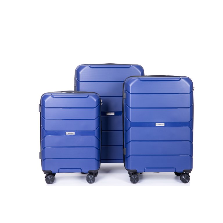 3 Piece Luggage Sets Hard Shell Suitcase Set with Spinner Wheels for Travel  Trips Business 20 24 28, Navy Blue