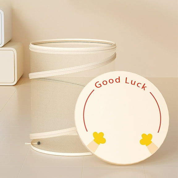 Djiypn Large Collapsible Laundry Basket with Lid Foldable Mesh Pop Up Hamper for Laundry Room, Bathroom, Dorm, Travel, Storage Organizer (With Lid)