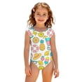 thumbnail image 3 of Abcomgle Kids Bathing Suits Girls Ruffled Stretchy One Piece Girls Swimsuit Cute Pineapple Graphic Girls Swimwear, 3 of 7