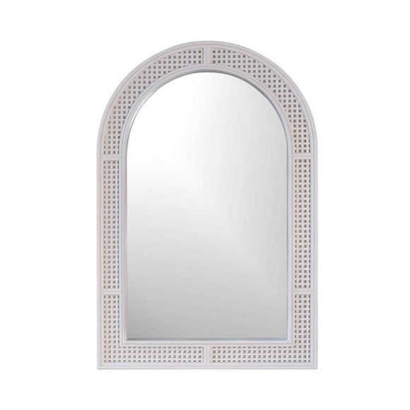 Miroir arqué en rotin blanc