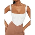 thumbnail image 4 of SAYOO Women's Sleeveless Bustier Crop Tops, Sexy Square Neck Solid Color Boned Strap Corset, 4 of 9