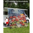 thumbnail image 3 of 4th of July RV Awning Sun Shade Screen 9'X7' Stars American Flag Flower Mesh Sunscreen Patriotic Freedom Awning Shade Screen with Zipper UV Blocker Completed Kits for RV Motorhome Camper, 3 of 7