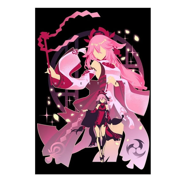 Póster mural decorativo Genshin Impact Retro Anime