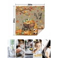 thumbnail image 4 of Fall Pumpkin Cloth Napkins Set of 8 Reusable Dinner Napkins, Maple Leaves Thanksgiving Gnomes Farmhouse Cart Cocktail Napkin Washable Table Napkins for Wedding/Holiday Party/Baby Shower 20"x20", 4 of 7