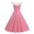 thumbnail image 2 of AUNVITO Women's Cocktail Dress Off-Shoulder Sleeveless Color Block Circle Skirt Vintage Retro Style, 2 of 3