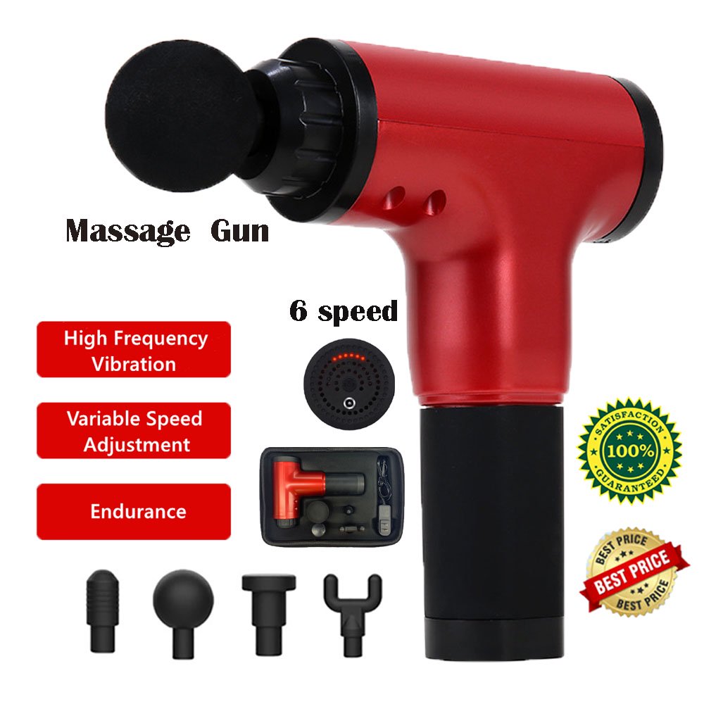 Workout Recover Handheld Percussion Deep Tissue Massage Gun in Red