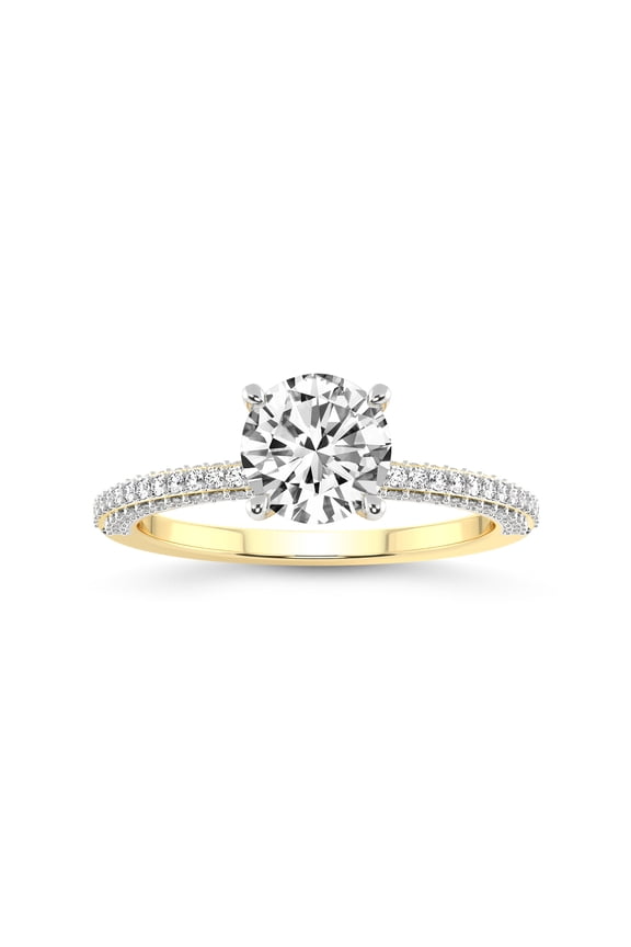 4 Carat IGI Certified Round Shape Lab Grown Diamond Engagement Ring | 14K Yellow Gold |Grace Micro Pave Eternity Diamond Ring | FG-VS1-VS2 Quality Friendly Diamonds