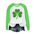 thumbnail image 4 of Ohufall Long Sleeve Shirts For Women, Spring Patchwork St. Patrick's Day Printed Round Neck Casual Loose Tee Pullover Women Tops, 4 of 4