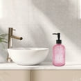 thumbnail image 2 of Unique Bargains 1 Pc Convenient Vertical Stripes Soap Dispenser 13.53oz Pink Black, 2 of 6