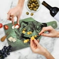 thumbnail image 4 of Tattoo Cutting Board, Head of Wolf the Fierce Warrior Big Dog of the Forest Winter Season Theme Image, Tempered Glass Cutting and Serving Board, Wine Bottle Shape, White and Black, by Ambesonne, 4 of 5