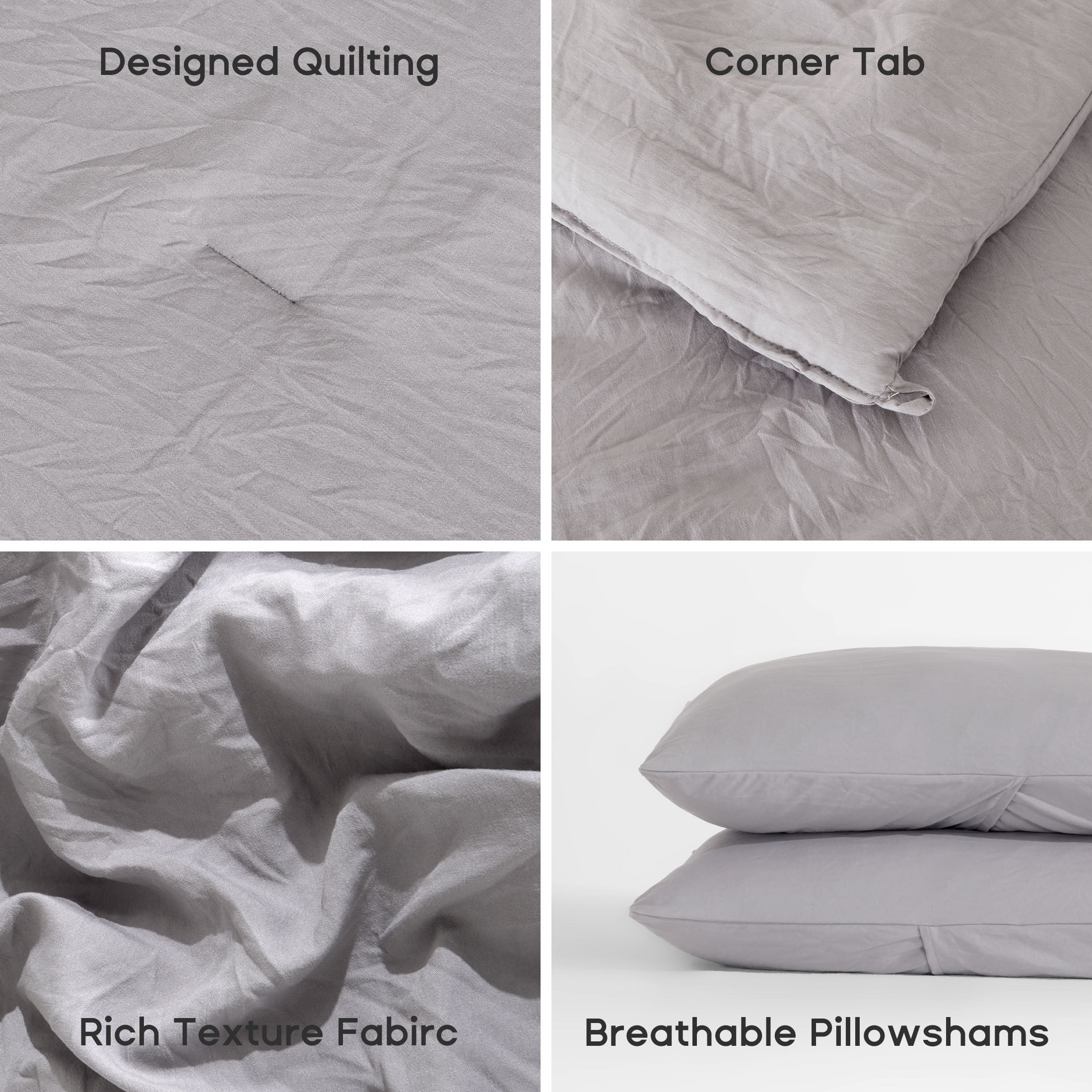 Sonive Washed Comforter Sets Twin/Twin-XL 2 Piece, Soft and Cozy, Fluffy Microfiber Fill, Washed Textured Wrinkled Design (Gull Grey)
