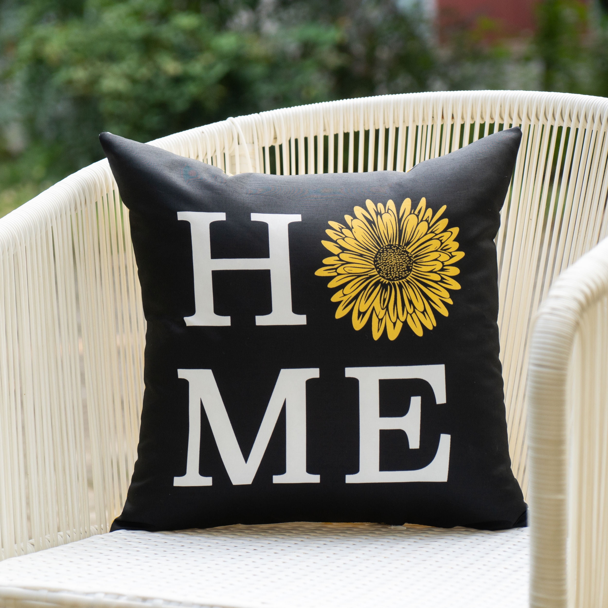 Mainstays Black Home Reversible Outdoor Throw Pillow 16 Inch Black White Novelty