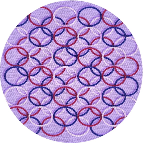Ahgly Company Indoor Round Patterned Mauve Purple Area Rugs, 5' Round