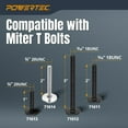 thumbnail image 4 of POWERTEC 32 inch Table Saw Miter T-Track Kit – Includes T-Bar, 5pcs T Knobs & 10pcs 1/4"-20, 1" Long Miter T Slot Bolts | Miter T Track Accessories for Table Saw & Router Table (72192N), 4 of 7
