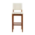 thumbnail image 3 of Riverbay Furniture 30.5" Faux Leather & Wood Bar Stool in Cream/Walnut, 3 of 14
