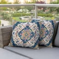 thumbnail image 5 of Pack of 2 Outdoor Pillow Covers,Waterproof Navy Blue Yellow Throw Pillow Covers,Boho Southwestern Ethnic Mexican Flowers Decorative Pillowcases Cushion Covers Couch Pillow Sham Protector 26x26 Inch, 5 of 8