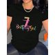 thumbnail image 1 of Camiseta Para Mujer Verano Suave Camiseta Con Cuello Redondo Para Mujer Para Caminar Por La CalleCreative English Colorful Pattern Printed Women'S Fashion Trendy Round Neck Short Sleeve, Simple Casu, 1 of 7