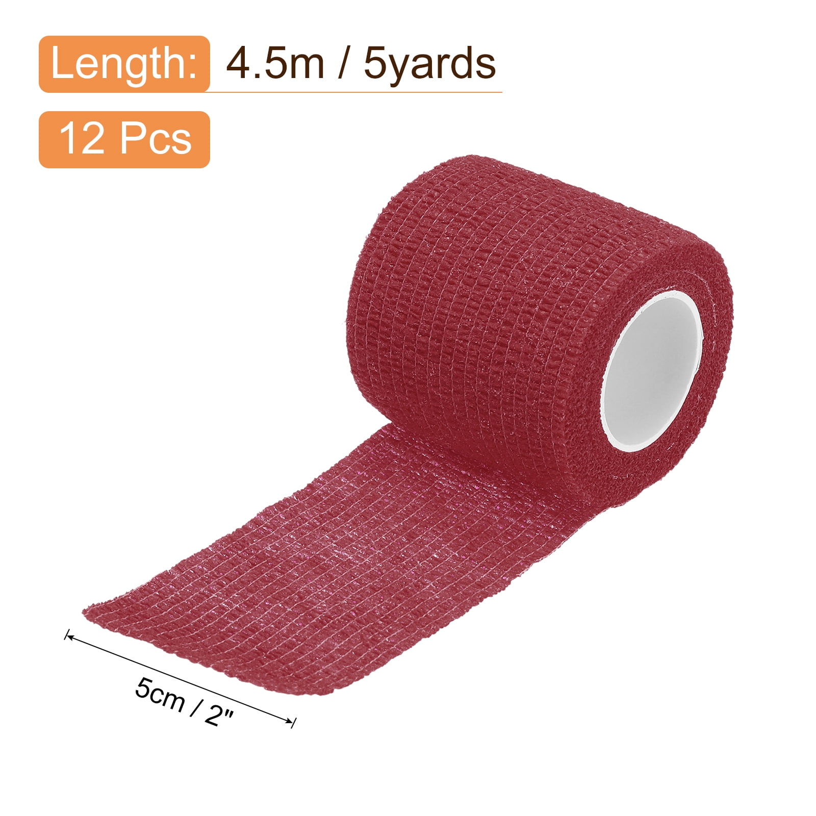 12 Rolls Adhesive Elastic Tape Elastic Bandage,2" x 5 Yards Wrap Stretch Wrist Knee Tape,Date Red
