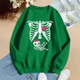 thumbnail image 4 of SIYUDAN Womens Halloween Sweatshirt Funny Graphic Skeleton Sweatshirt Long Sleeve Crewneck Pullover Green Sweat Shirt Fall Clothes for Women L, 4 of 5