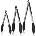 thumbnail image 1 of Juego de 3 pinzas de cocina CHAO acero inoxidable utensilios de cocina mango de silicona negro, 1 of 5