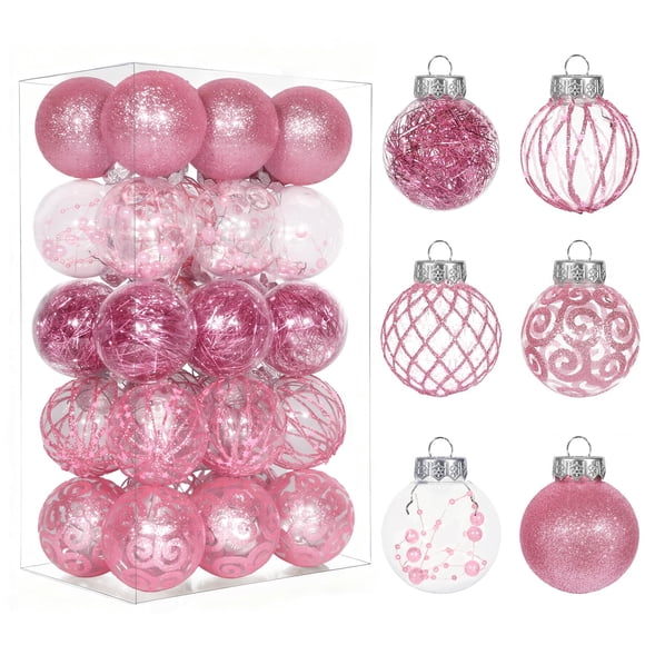 Juego de Adornos Navideños Besteek 30 Piezas Rosa 6 cm